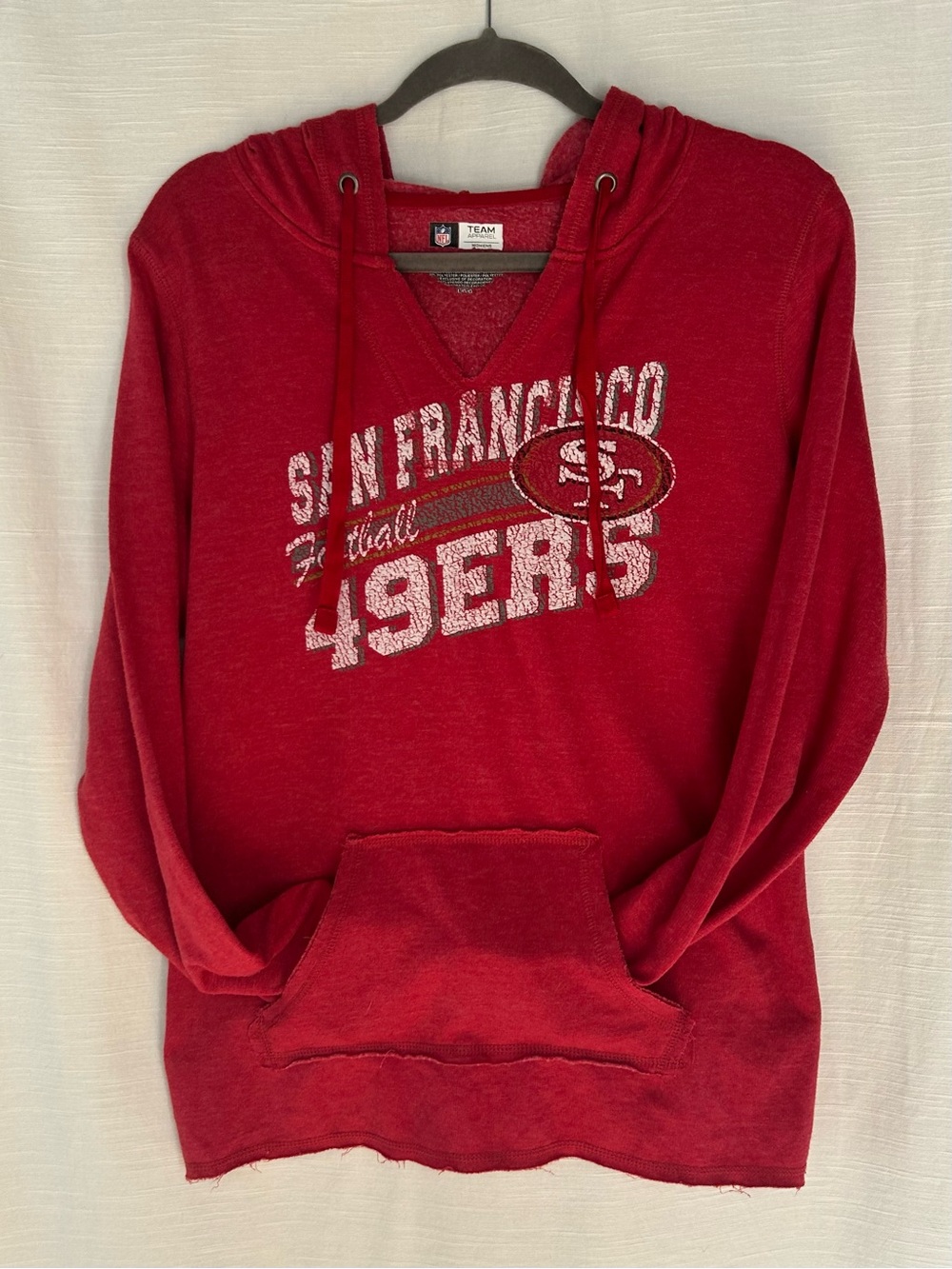 San Francisco 49ers Team Apparel Split Neck Red Pullover Hoodie